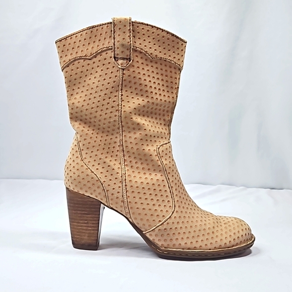 Born polkadot Tan Suede Boots Size 10 - Picture 1 of 11